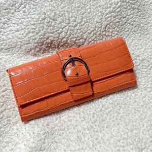 Orange Croc-Embossed Women's Wallet